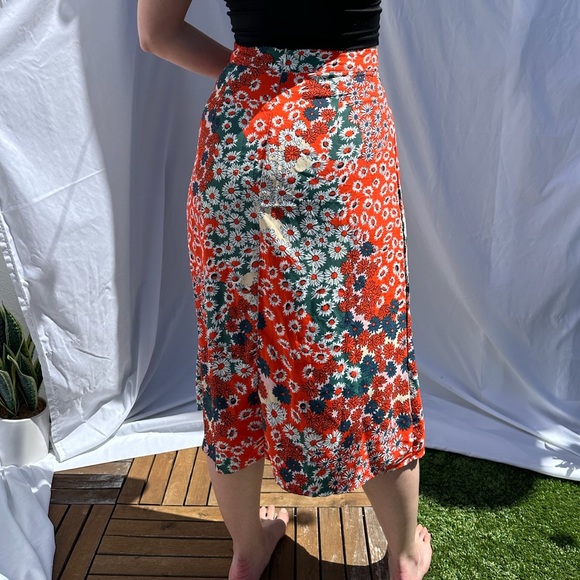 Floerns Women's Boho Floral High Waist Split A Line Midi Skirt Size Medium - Picture 3 of 11